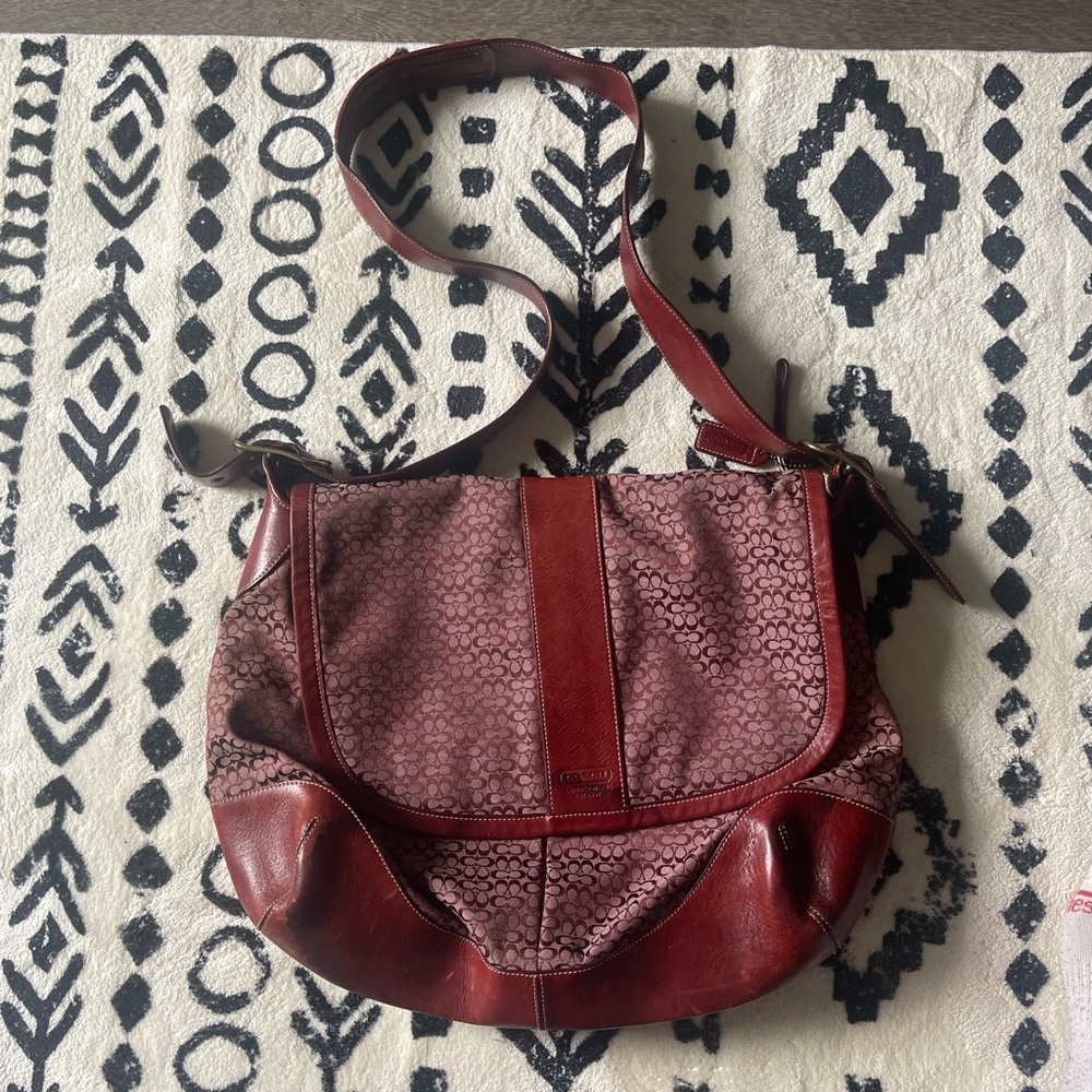 Coach Maroon and Burgundy Crossbody Bag - Picture 1 of 8